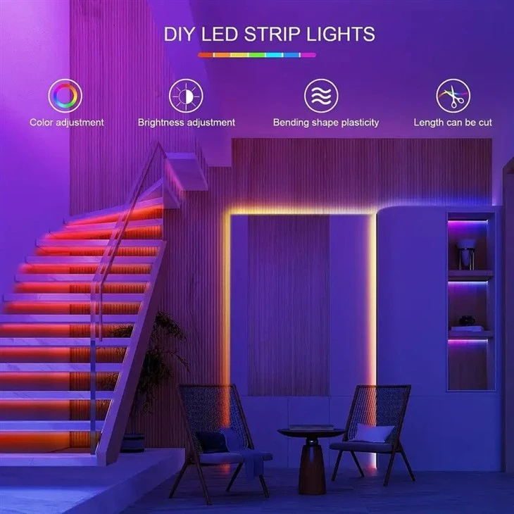 130ft RGBIC LED Strip Lights Remote App Control 24V Power Supply suppliers