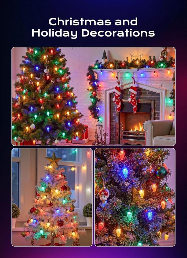C9 33 FT 50 LED 8 Modes Timer Extendable Indoor/Outdoor Christmas Lights For Holiday Party Decoration factory