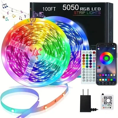 スマート RGB LED ストリップ ライト 65.6 フィートの色を変えるリモコンおよびアプリ制御