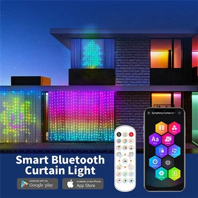 RGBIC LED カーテンライトアプリとリモコン